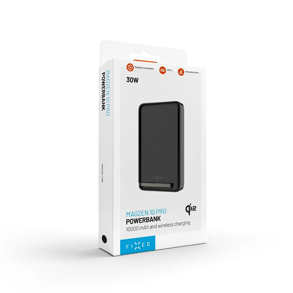 Spoljna bežična baterija Fixed MagZen 10 Pro, 10000mAh, 30W, PD + FQI, 1 x QI - 1 x USB-C, Crna