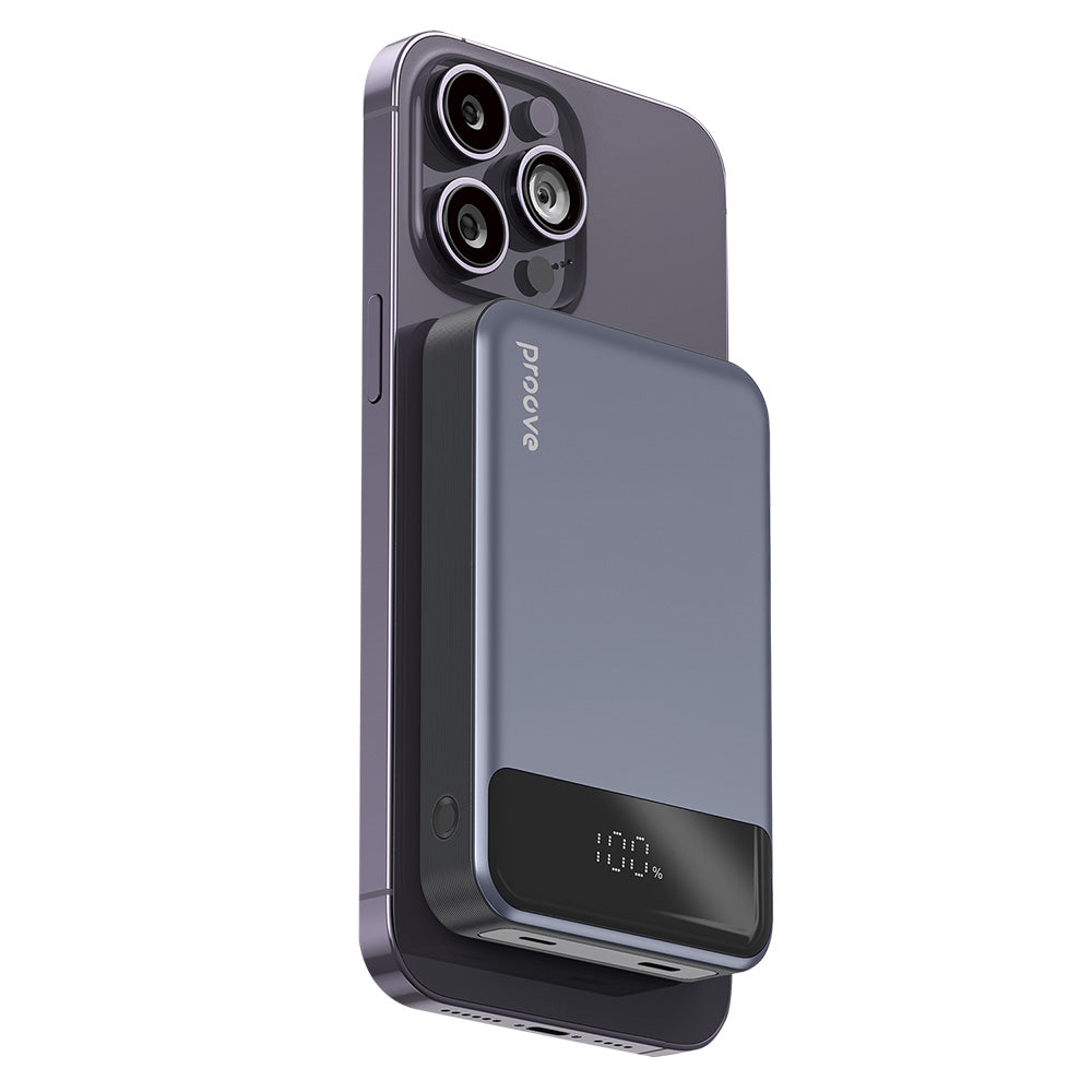 Spoljna bežična baterija Proove Hoodman, 10000mAh, 20W, PD + FQI, 1 x QI - 1 x USB-C, Siva PBH120010003