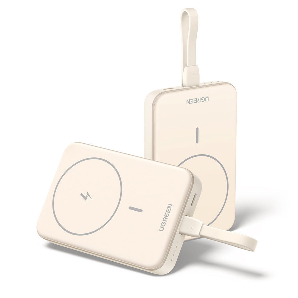 Spoljna bežična baterija UGREEN PB760, 10000mAh, 20W, PD + FQI, 1 x QI - 1 x USB-C, Bež