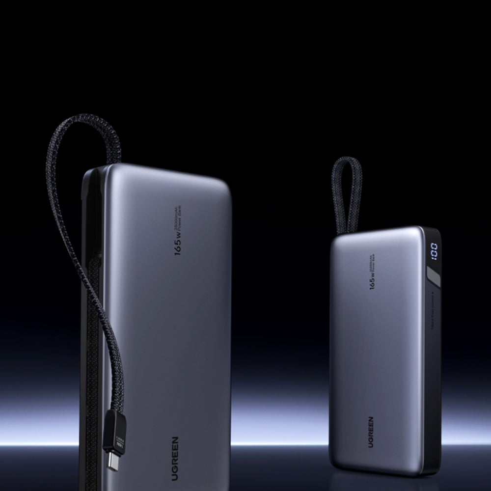 Eksterna baterija UGREEN PB726 (55995B), 25000mAh, 165W, QC + PD, 1 x USB-A - 3 x USB-C, Siva