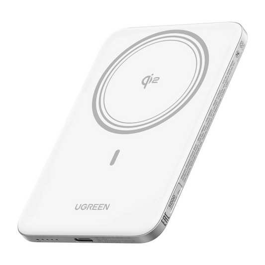 Bežična eksterna baterija UGREEN PB580 (95931B), 5000mAh, 20W, PD + FQI, 1 x QI - 1 x USB-C, Bela