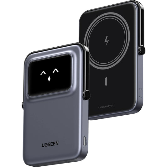 Spoljna baterija Wireless UGREEN PB571 Uno, 5000mAh, 20W, PD + FQI, 1 x QI - 1 x USB-C, Siva