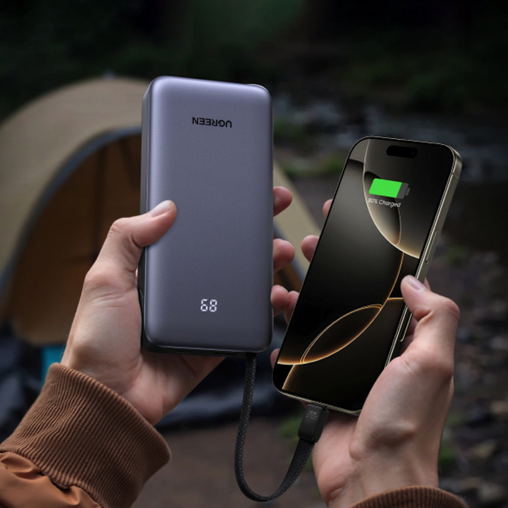 Spoljna baterija UGREEN PB536 (55988B), 20000mAh, 45W, QC + PD, 1 x USB-A - 2 x USB-C, Siva