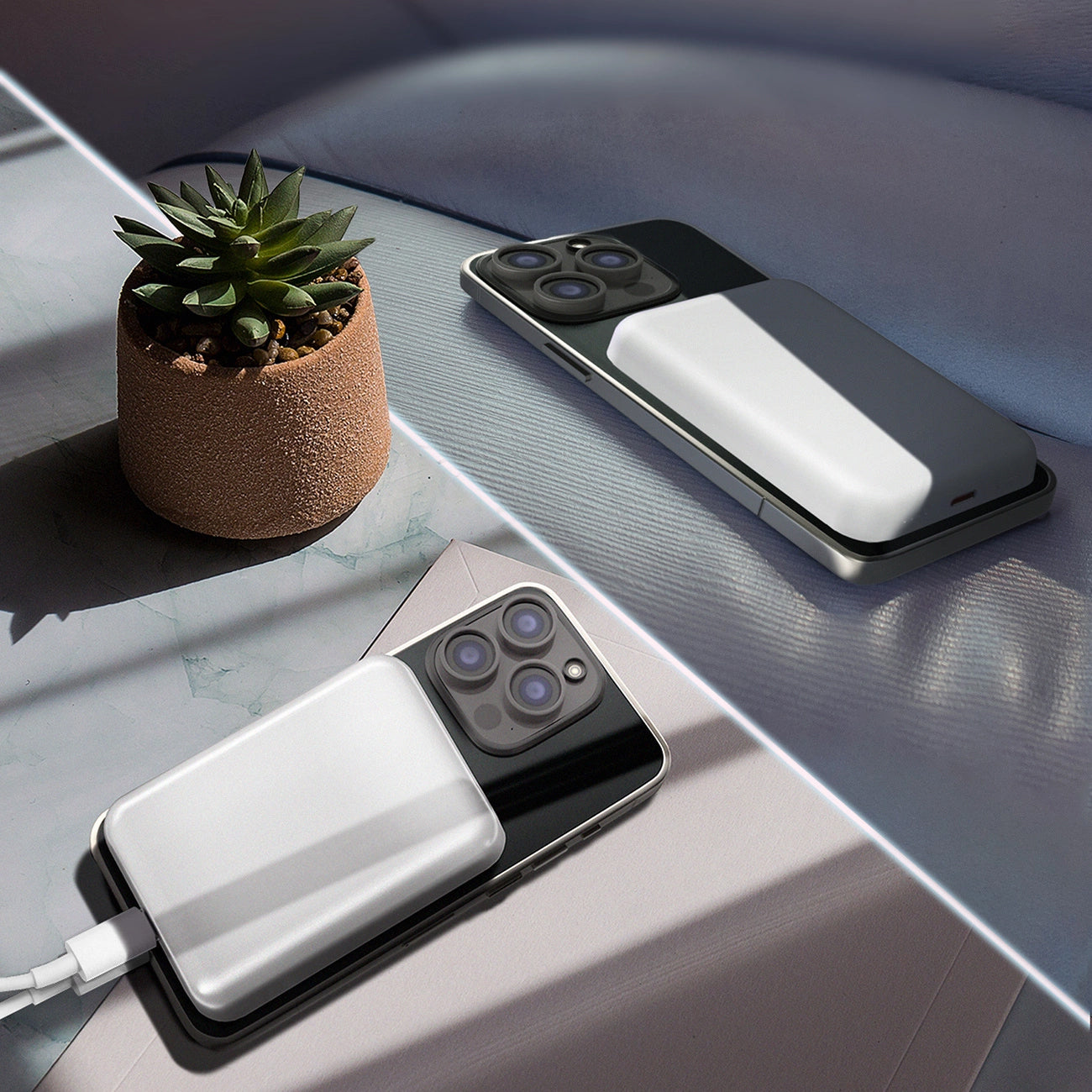 Spoljna baterija Wireless WZK WRW349YWS, 10000mAh, 20W, PD + FQI, 1 x QI - 1 x USB-C, Bela