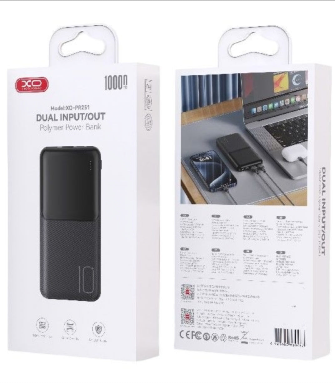 Spoljna baterija XO Design PR251, 10000mAh, 10W, 2 x USB-A, Crna
