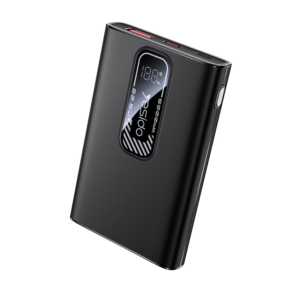Spoljna baterija Yesido YP92, 5000mAh, 22.5W, QC + PD, 1 x USB-A - 1 x USB-C, Crna