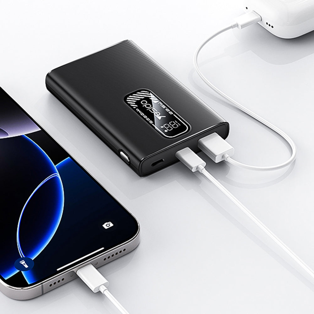 Spoljna baterija Yesido YP92, 5000mAh, 22.5W, QC + PD, 1 x USB-A - 1 x USB-C, Crna