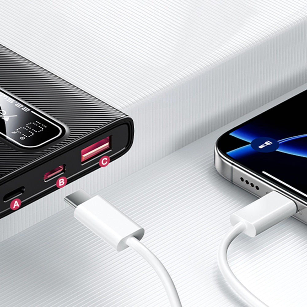 Spoljna baterija Yesido YP92, 5000mAh, 22.5W, QC + PD, 1 x USB-A - 1 x USB-C, Crna