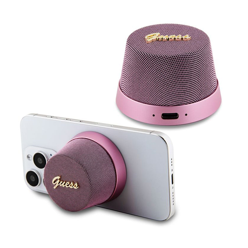 Prenosivi Bluetooth Zvučnik Guess Stand Magnetic Script Metal, 3W, Roze