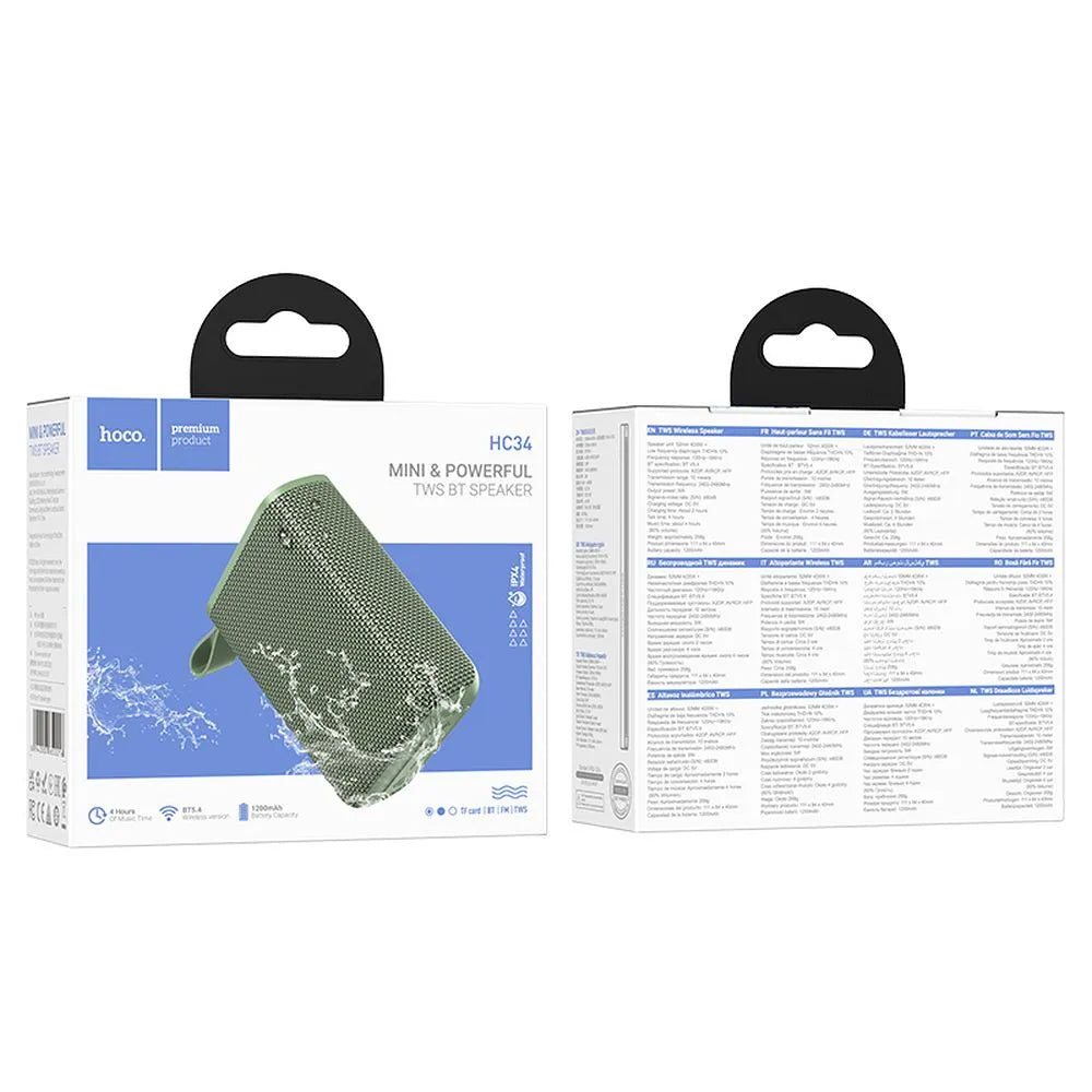 Prenosni Bluetooth Zvučnik HOCO HC34, 5W, TWS, Vodootporan, Zelen