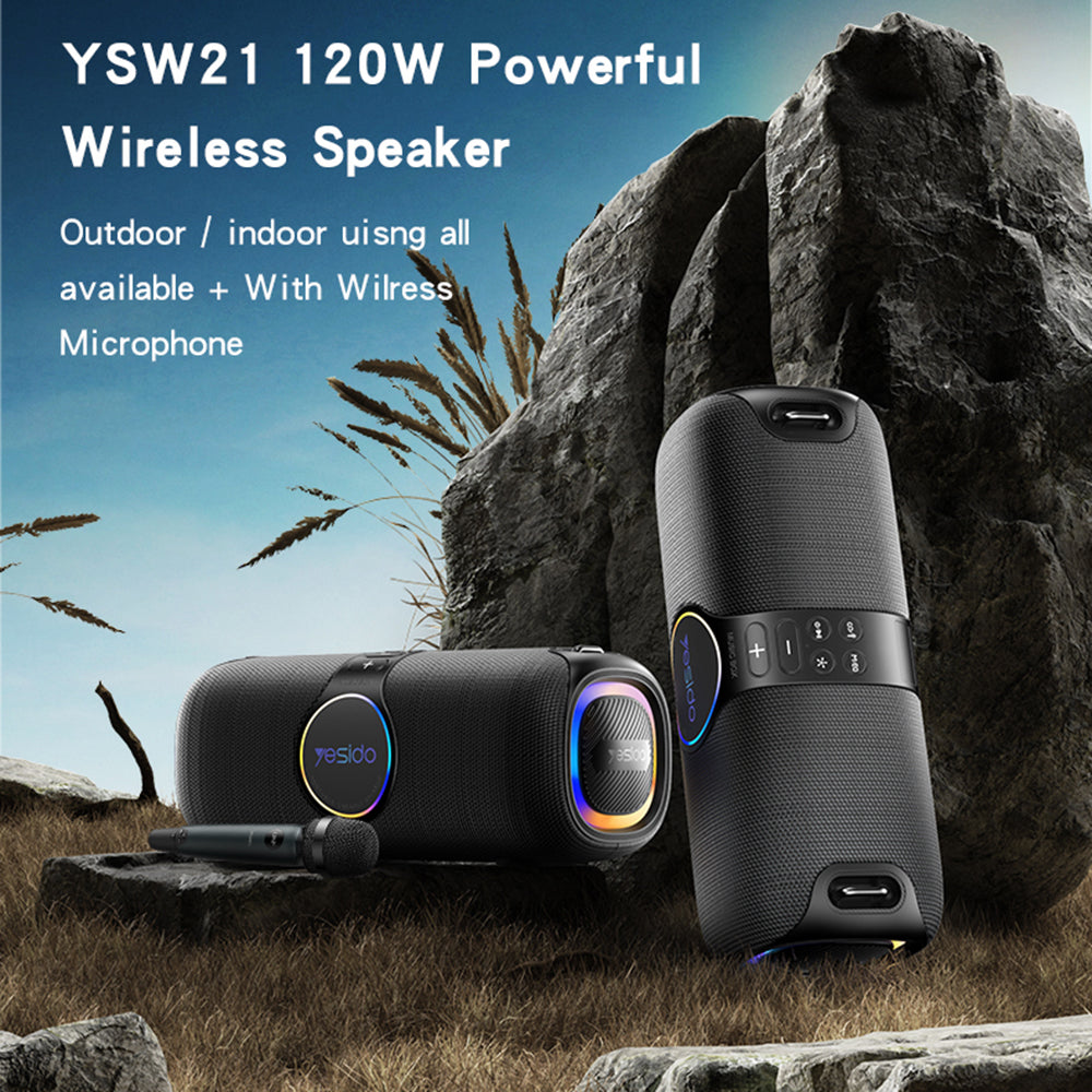 Bluetooth zvučnik Yesido YSW21 Karaoke, 120W, RGB, Vodootporan, Crna