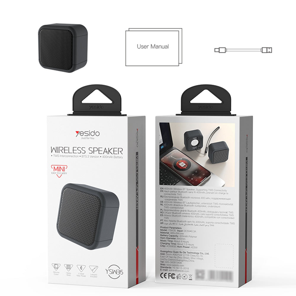 Prenosni Bluetooth zvučnik Yesido YSW35, 5W, TWS, Vodootporan, Crni