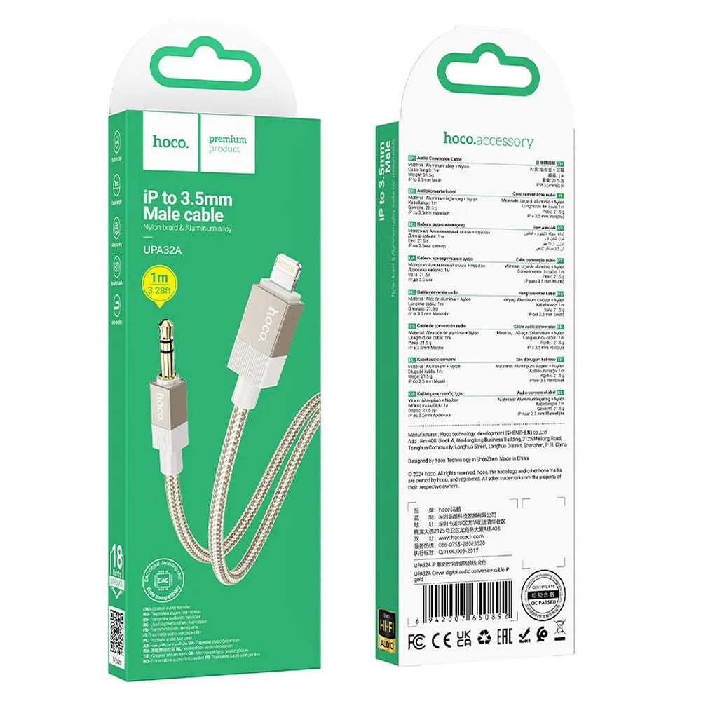 Audio kabl Lightning - 3.5mm HOCO UPA32A, 1m, Zlatni