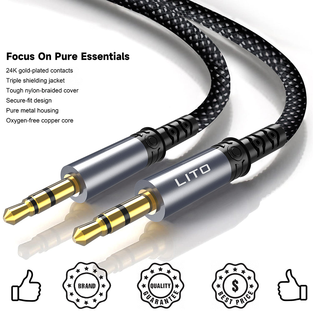 Audio kabl 3.5mm - 3.5mm Lito LA01D, 1m, Crni
