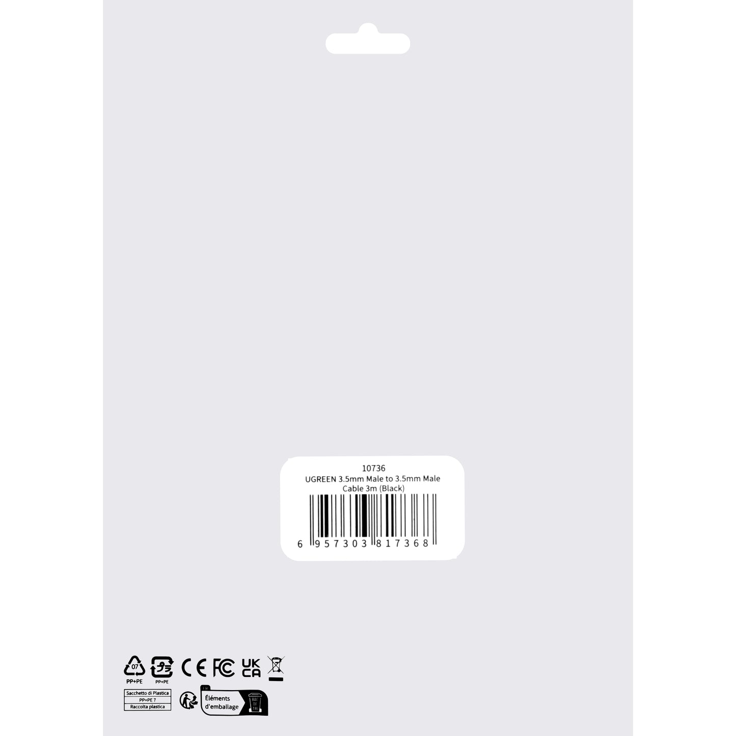 Audio kabl 3.5mm - 3.5mm UGREEN AV119, 3m, Crni