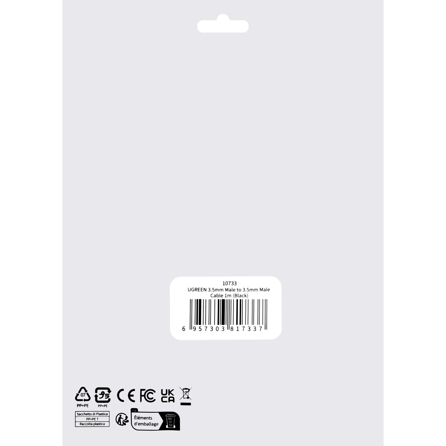 Audio kabl 3.5mm - 3.5mm UGREEN AV119, 1m, Crni