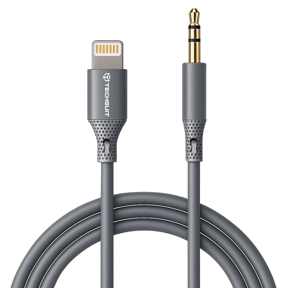 Audio kabl Lightning - 3.5mm Techsuit AC5 SoundFlex, 1m, Sivi