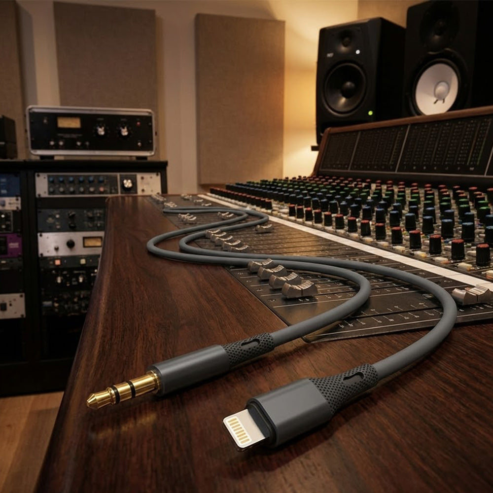 Audio kabl Lightning - 3.5mm Techsuit AC5 SoundFlex, 1m, Sivi