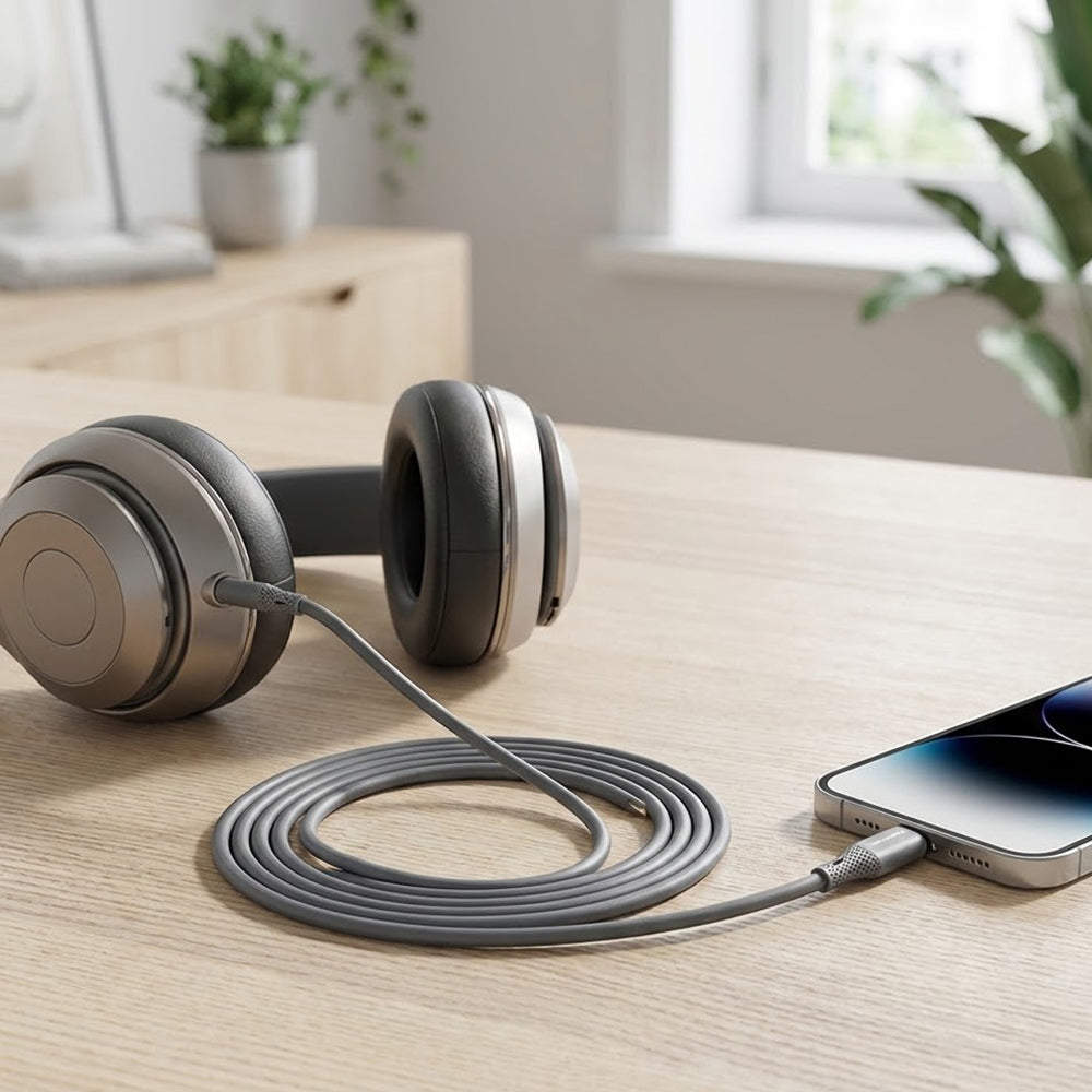 Audio kabl Lightning - 3.5mm Techsuit AC5 SoundFlex, 1m, Sivi