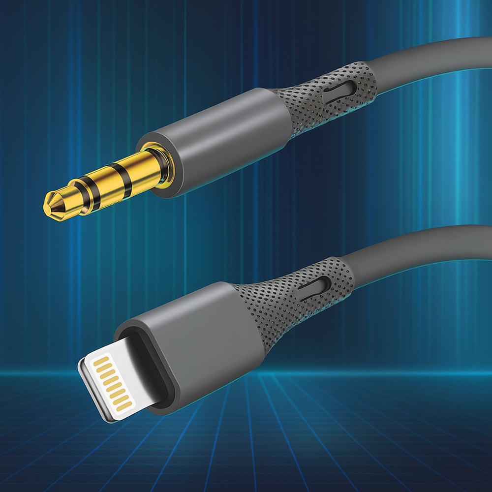 Audio kabl Lightning - 3.5mm Techsuit AC5 SoundFlex, 1m, Sivi