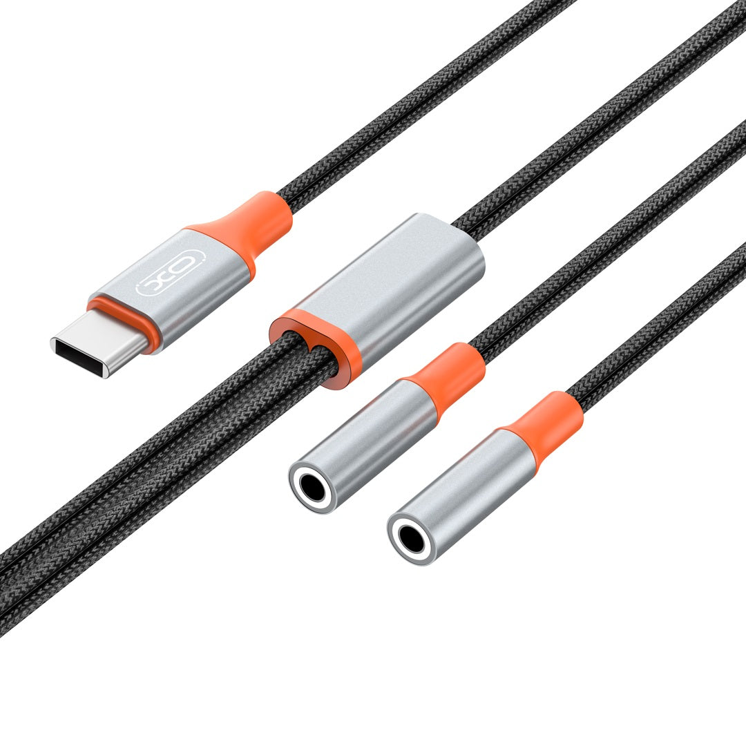 Audio Splitter kabl USB-C - 2 x 3.5mm XO Design NB-R269B 2in1, 1.2m, Crn