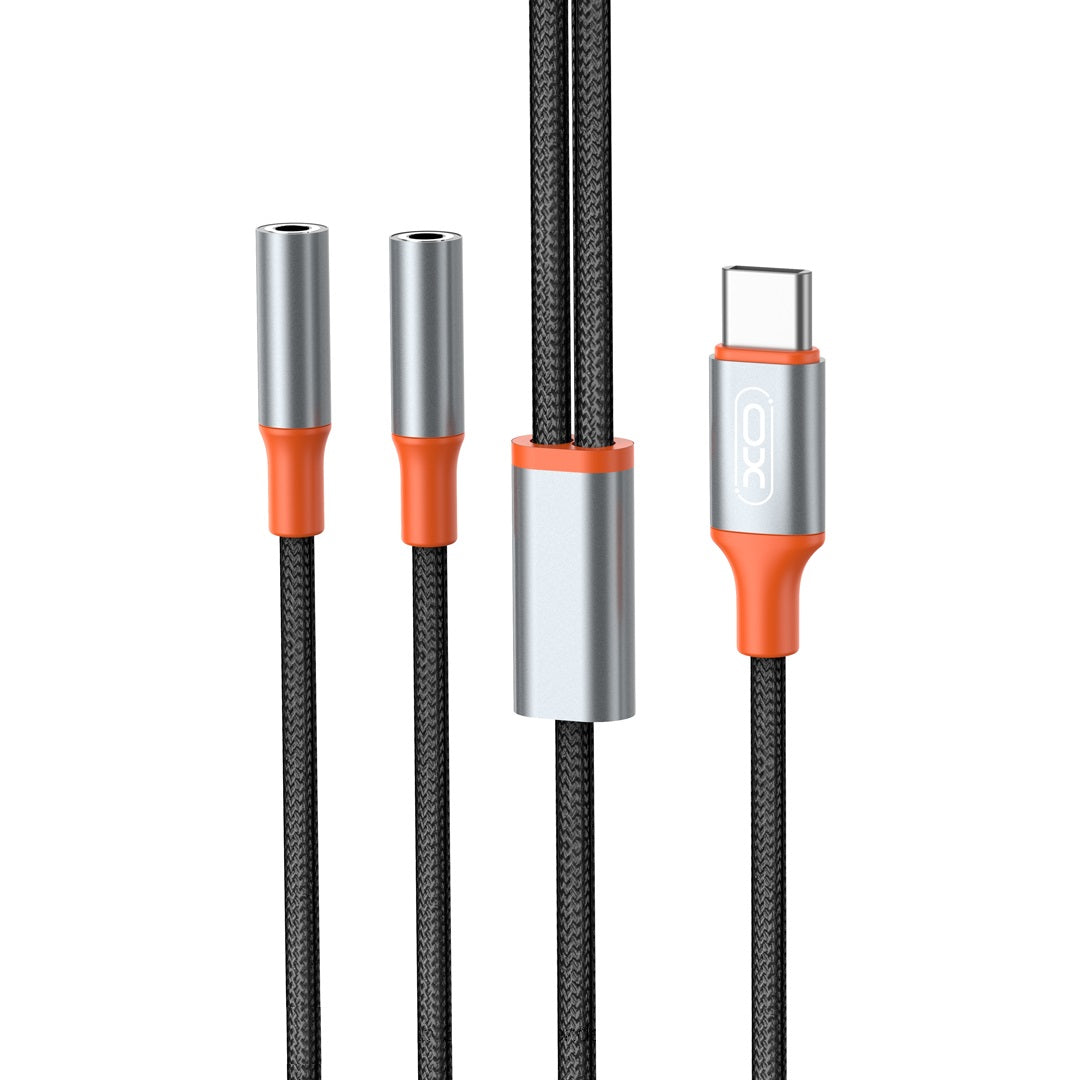 Audio Splitter kabl USB-C - 2 x 3.5mm XO Design NB-R269B 2in1, 1.2m, Crn