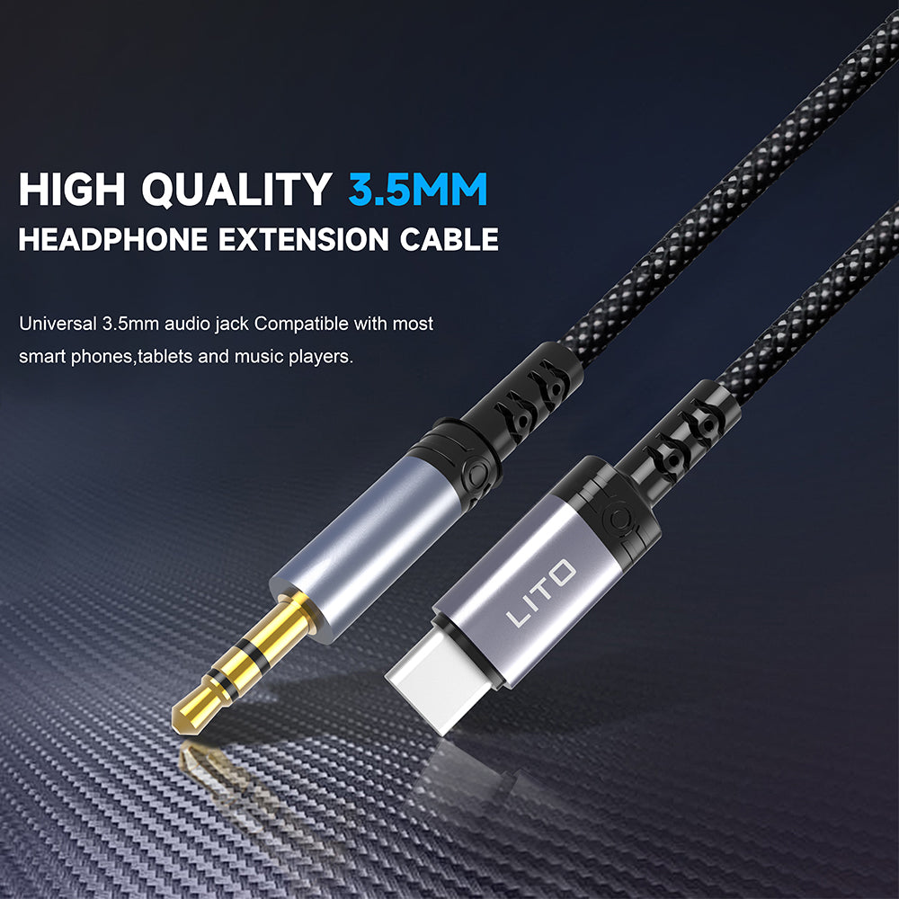 Audio kabl USB-C - 3.5mm Lito LA01T, 1m, Crni