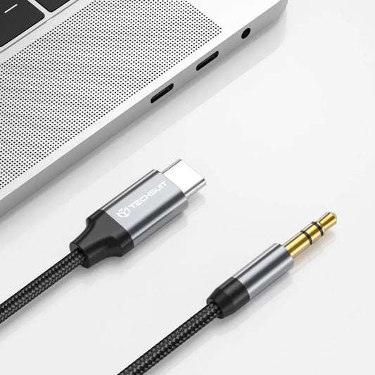 Audio kabl USB-C - 3.5mm Techsuit AC11 FuseXound, 0.5m, Sivi