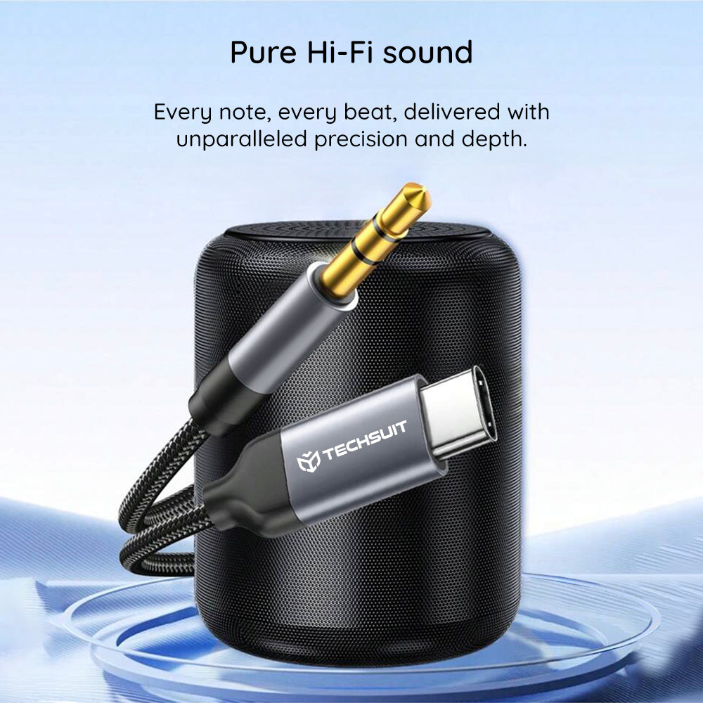 Audio kabl USB-C - 3.5mm Techsuit AC11 FuseXound, 0.5m, Sivi