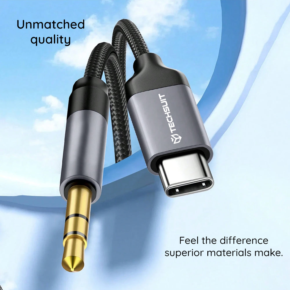 Audio kabl USB-C - 3.5mm Techsuit AC11 FuseXound, 0.5m, Sivi