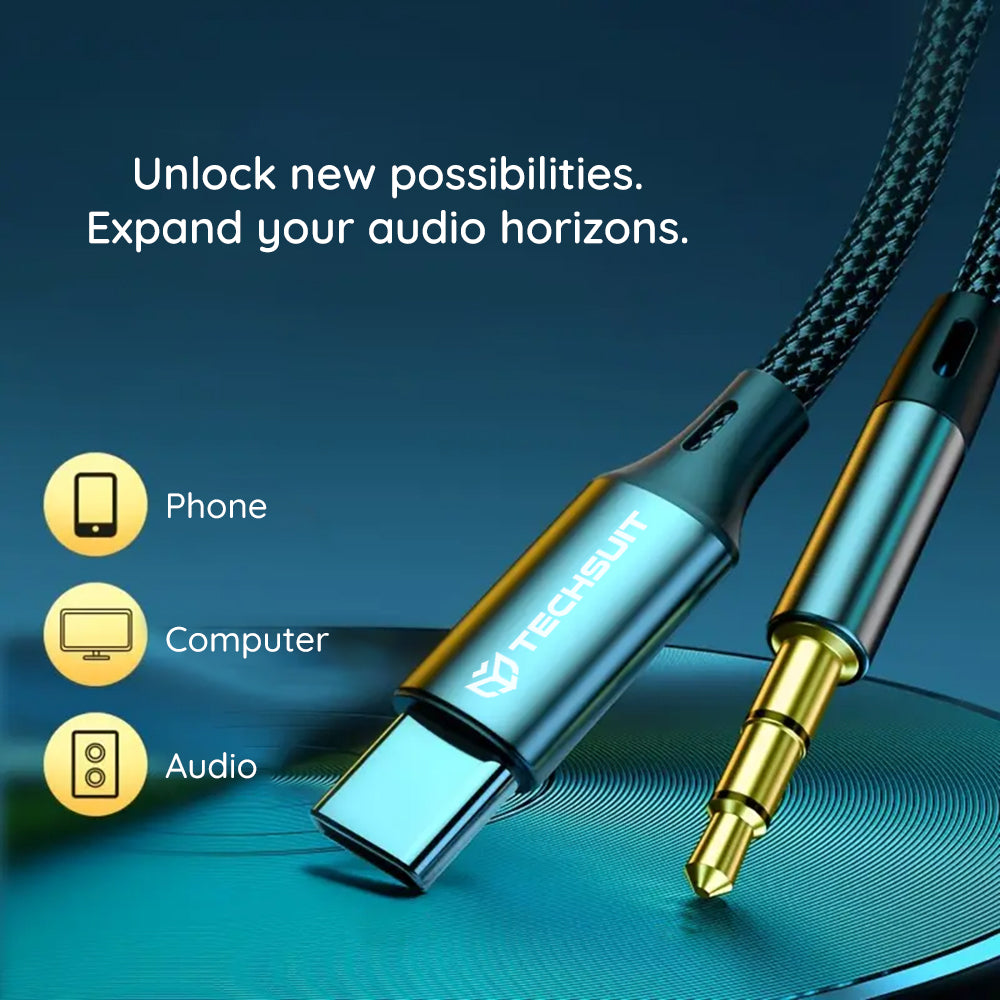 Audio kabl USB-C - 3.5mm Techsuit AC11 FuseXound, 0.5m, Sivi