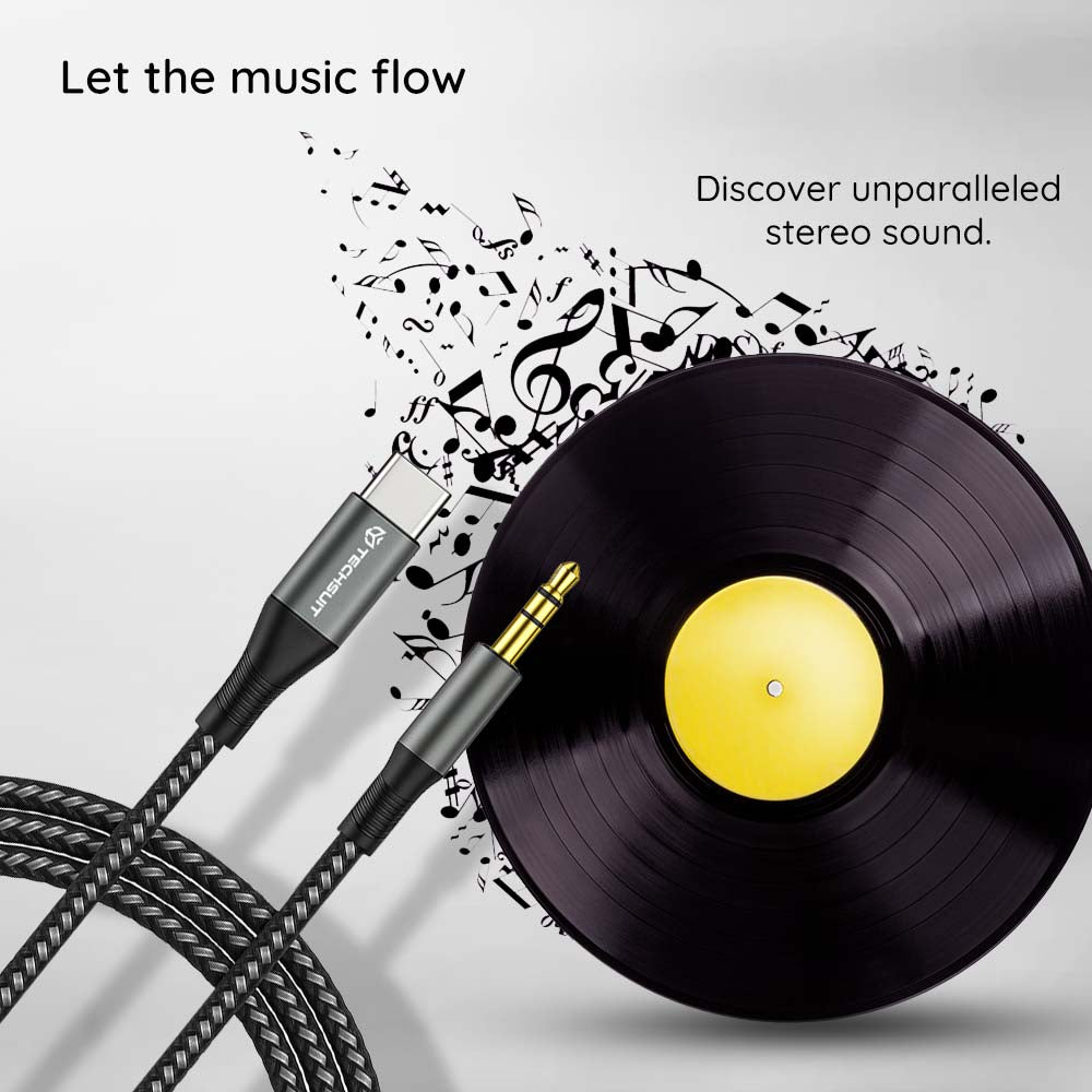 Audio kabl USB-C - 3.5mm Techsuit AC16 NexaSound, 1m, Sivi