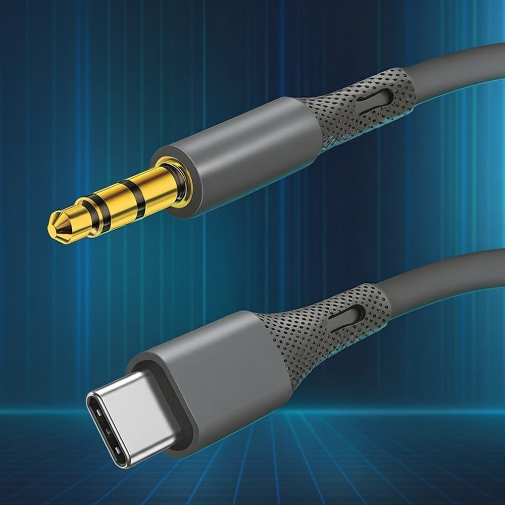 Audio kabl USB-C - 3.5mm Techsuit AC4 SoundFlex, 1m, Sivi