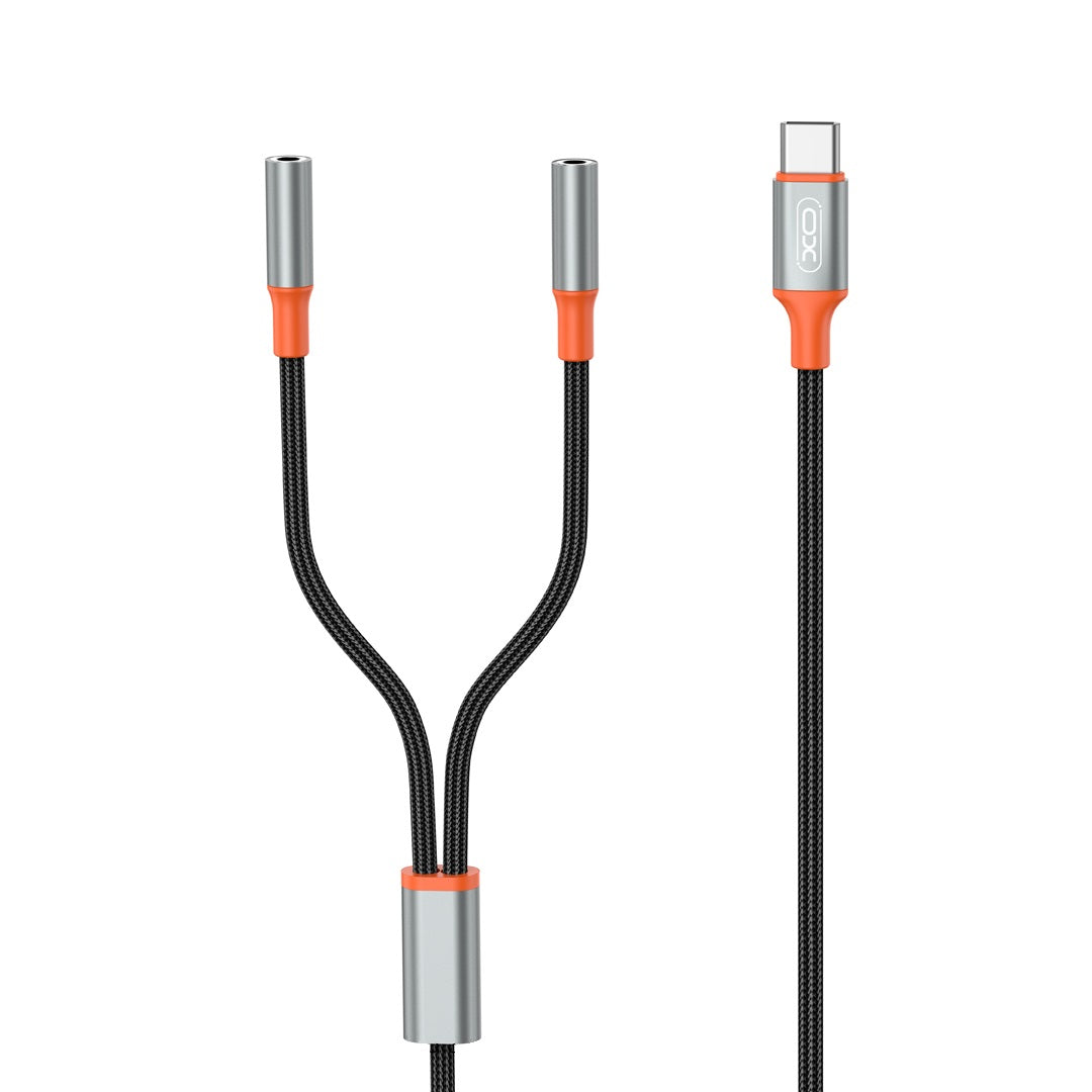 Audio Splitter kabl USB-C - 2 x 3.5mm XO Design NB-R269B 2in1, 1.2m, Crn