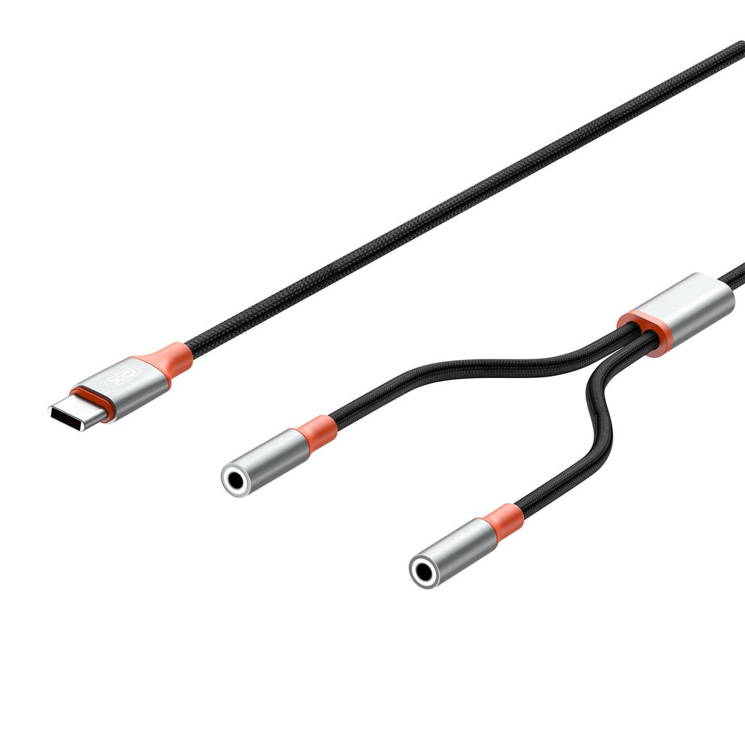 Audio Splitter kabl USB-C - 2 x 3.5mm XO Design NB-R269B 2in1, 1.2m, Crn