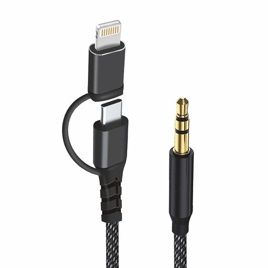 Audio kabl USB-C / Lightning - 3.5mm Techsuit AC15 EchoSnap, 1m, Crni