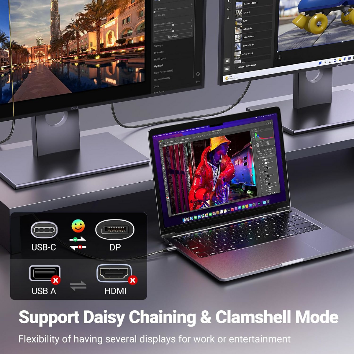 USB-C Audio i Video kabl - DisplayPort UGREEN CM556 (25157), 1m, Siva