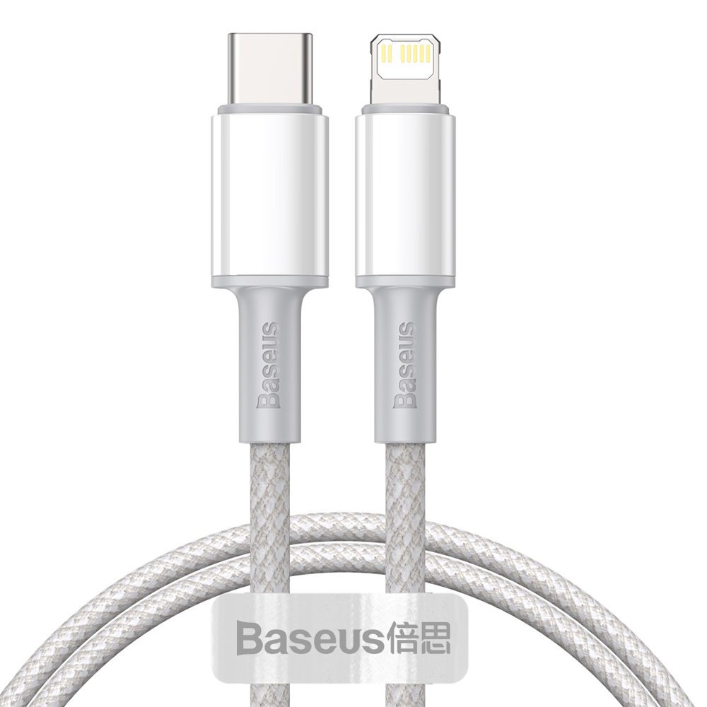 Kabl za Prenos Podataka i Punjenje USB-C - Lightning Baseus High Density Braided, 20W, 2m, Beli CATLGD-A02