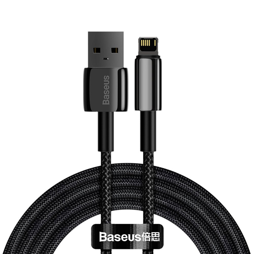 Kabl za podatke i punjenje USB na Lightning Baseus Tungsten Gold, 2m, 2.4A, Crni CALWJ-A01