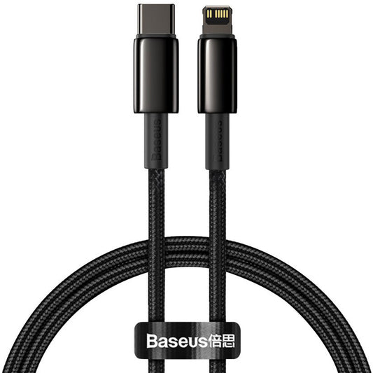 Kabl za Prenos Podataka i Punjenje USB-C - Lightning Baseus Tungsten Gold, 20W, 1m, Crni CATLWJ-01