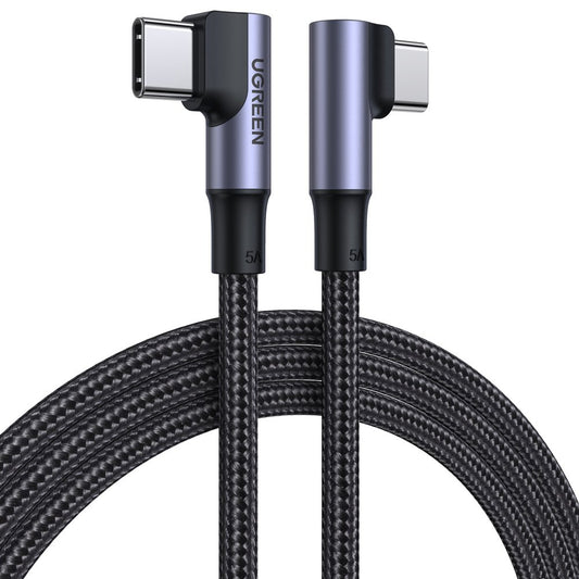 Kabl za Prenos Podataka i Punjenje USB-C - USB-C UGREEN US335 Angled, 100W, 1m, Crni