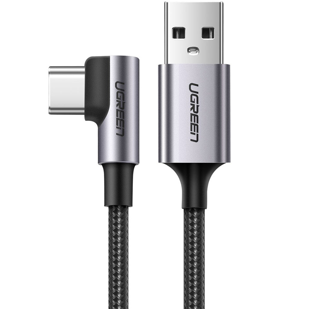Kabl za Prenos Podataka i Punjenje USB-A - USB-C UGREEN US284 Angled, 18W, 3m, Sivi