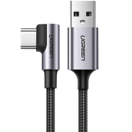 Kabl za Prenos Podataka i Punjenje USB-A - USB-C UGREEN US284 Angled, 60W, 2m, Sivi