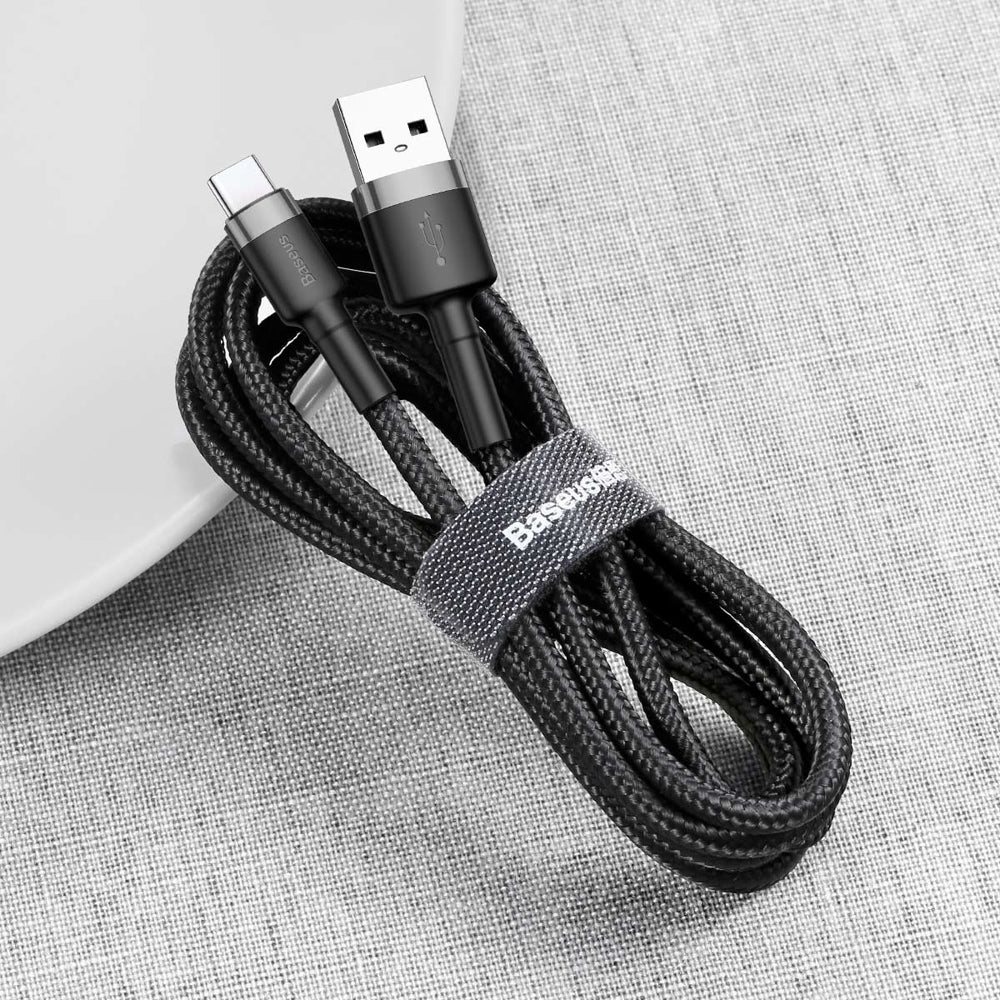 Kabl za podatke i punjenje USB-A - USB-C Baseus Cafule, 60W, 0.5m, Crni CATKLF-AG1