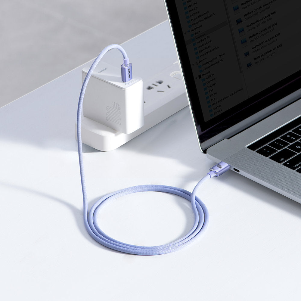 Kabl za podatke i punjenje USB-C - USB-C Baseus Crystal Shine Series, 100W, 1.2m, Ljubičasti CAJY000605