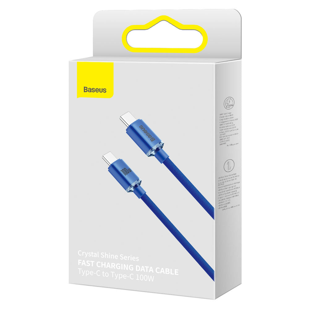 Kabl za Prenos Podataka i Punjenje USB-C - USB-C Baseus Crystal Shine Series, 100W, 2m, Plavi CAJY000703