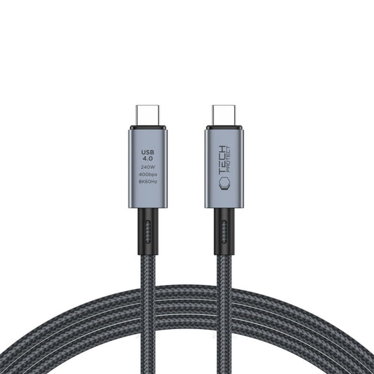 Kabl za Prenos Podataka i Punjenje USB-C - USB-C Tech-Protect Ultraboost Max, 240W, 2m, Sivi
