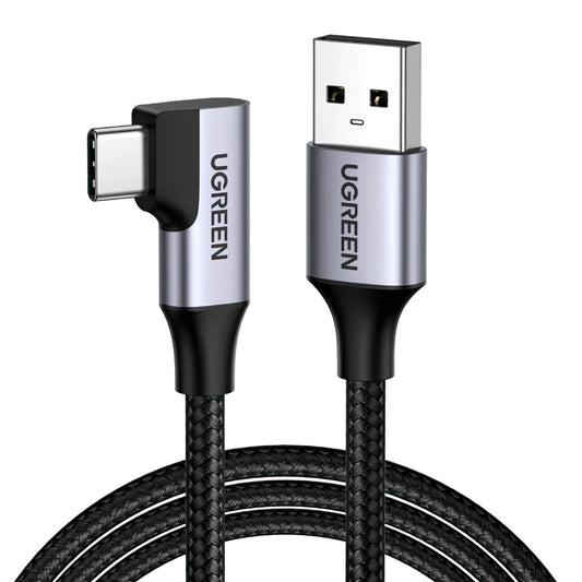 Kabl za Prenos Podataka i Punjenje USB-A - USB-C UGREEN US385 Angled, 60W, 1m, Sivi