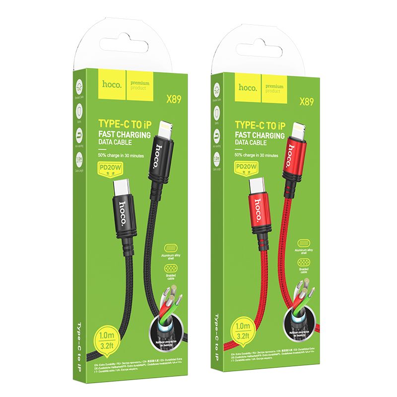 Kabl za podatke i punjenje USB-C - Lightning HOCO X89, 20W, 1m, Crni