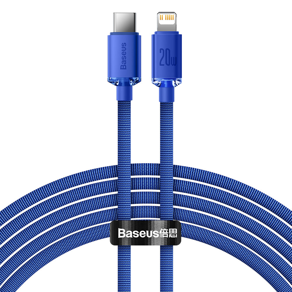 Kabl za prenos podataka i punjenje USB-C - Lightning Baseus Crystal Shine Series, 20W, 1.2m, Plavi CAJY000203